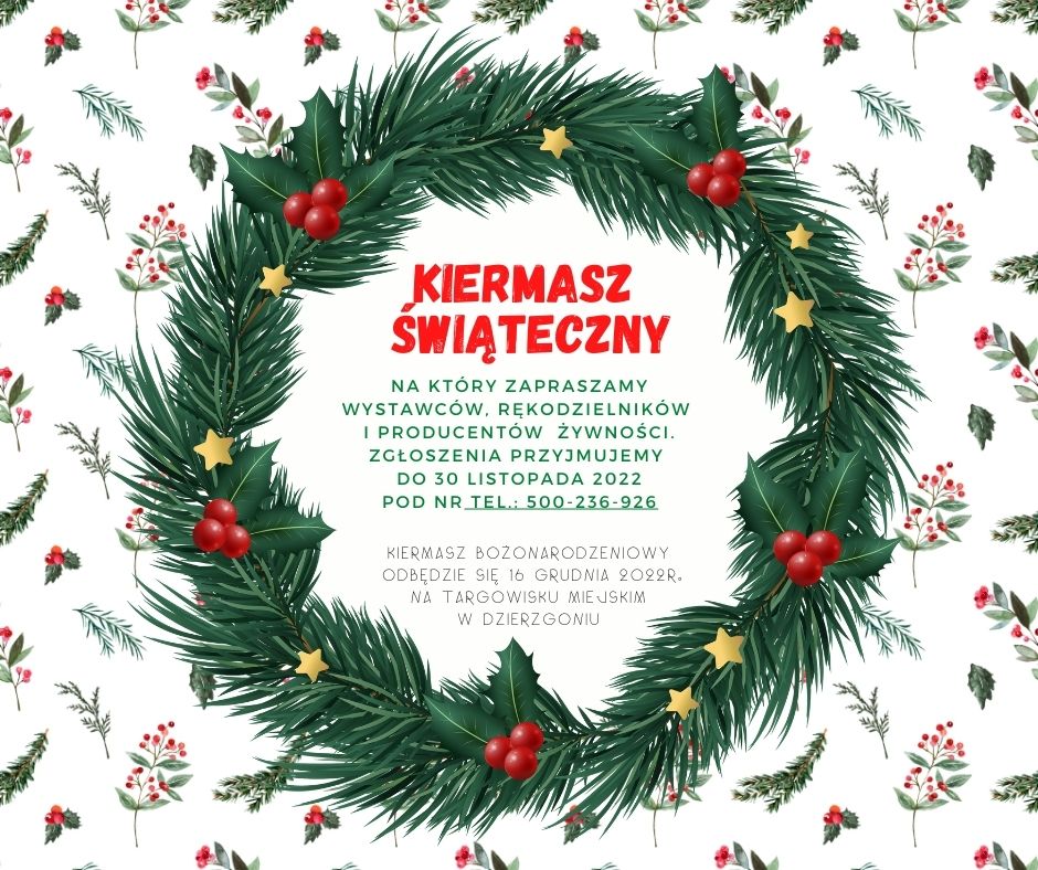 Zapraszamy wszystkich wystawców do rezerwacji stoisk na Kiermasz Świąteczny