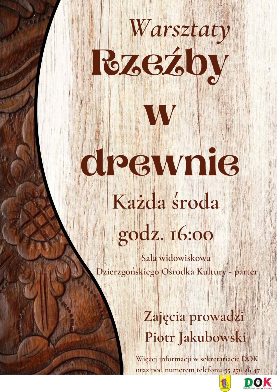 Zapraszamy na darmowe warsztaty rzeźby w drewnie