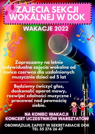 Zajęcia sekcji wokalnej w DOK