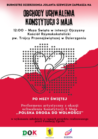 Uroczyste obchody rocznicy uchwalenia Konstytucji 3 Maja w Dzierzgoniu